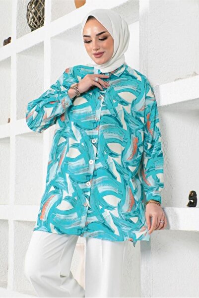 TRENDTESETTÜR ΓΥΝΑΙΚΕΙΟ ΜΠΛΕ (ΤΥΡΚΟΥΑΖ) ΠΟΥΚΑΜΙΣΟ ΜΕ ΣΧΕΔΙΟ Τ 4888