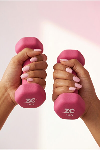 Zepca 1 Kg Profesyonel Pembe Neopren Kaplama Demir Dambıl - 2 Adet