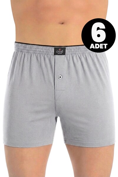 Öts 6-Pack Men's Boxers with Buttons, Single Jersey Fabric (100% Cotton)