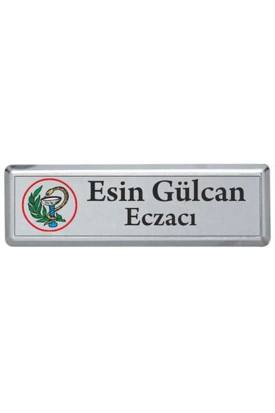 Eczacı Yaka Kartı 1 Adet Baskılı Fiyatıdır Mıknatıslı Gümüş
