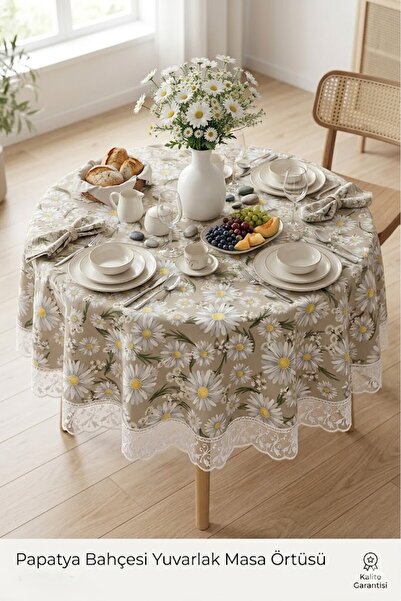 Rona Home Πολυτελές στρογγυλό τραπεζομάντιλο με κορδόνια με κομψό σχέδιο, δια...