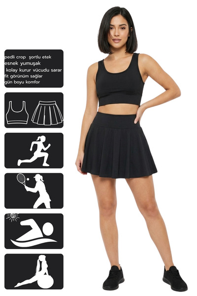 mrmpro Γυναικείο μαγιό φούστα με σορτς Σετ μαγιό – Σετ σορτς Crop Top με μαξι...