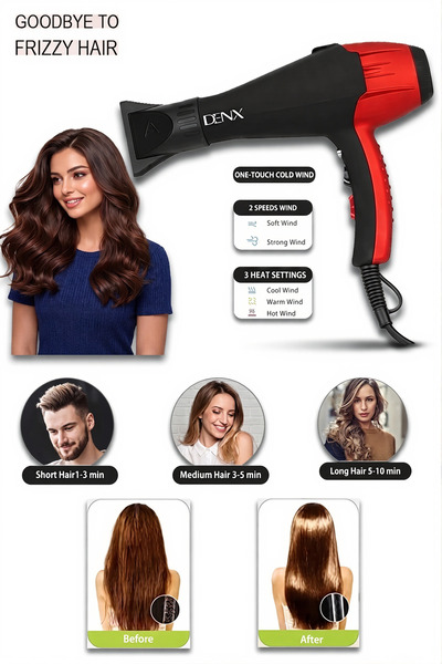Denx Professional Hair Dryer Straightener Combo 2-in-1 Hot Air Styler for Dry...