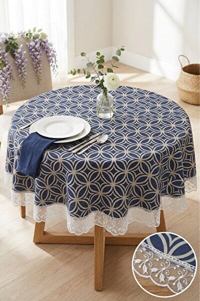 Rona Home Στρογγυλό τραπεζομάντιλο με κορδόνια Πολυτελές και κομψό σχέδιο Αδι...