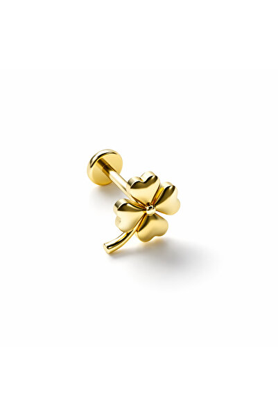 DesignbyKairos 14 Ayar Altın Dört Yaprak Yonca Piercing / Tragus, Helix