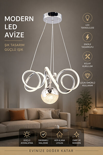 NisaLuce Viento led avize krom •• Ledli Avize Salon Avizesi Antre Hol Modern ...