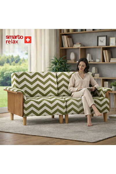 Smarto relax İstanbul İkili Koltuk 180 cm – Polyester Kumaş, Ahşap İskelet, A...