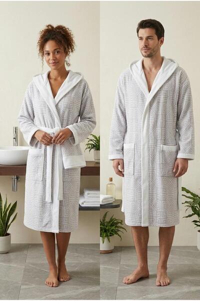 Loselya Μπουρνούζι με κουκούλα από βαμβάκι Indigo Peak με σχέδια