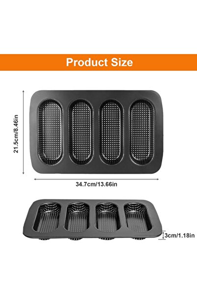 Arabest 2-Piece Perforated Baguette Baking Tray, Non-Stick Carbon Steel Bread...