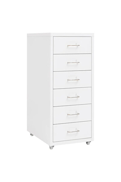 vidaxl Αρχειοθήκη Φορητή Λευκή 28 x 41 x 69 εκ. Μεταλλική