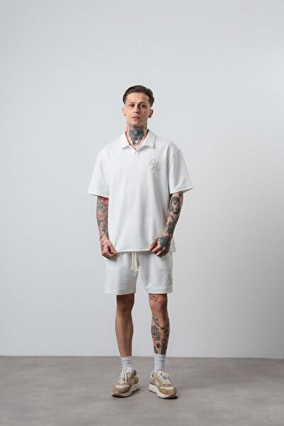 Respire Ανδρικό σετ σορτς με επένδυση και κανονική εφαρμογή, εκρού χρώματος