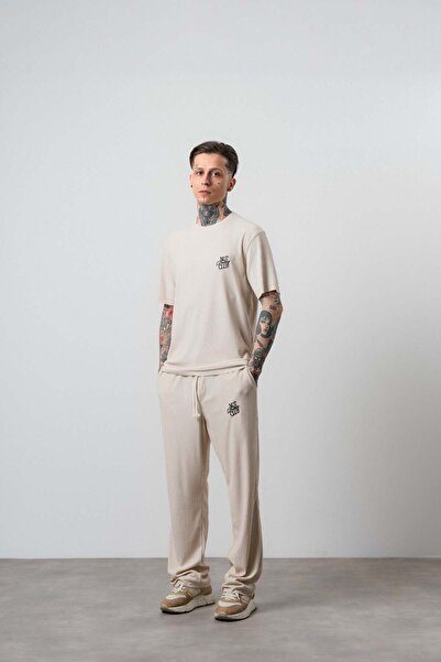 Respire Ανδρικό μπλουζάκι με στάμπα Not Today και παντελόνι σε μπεζ χρώμα