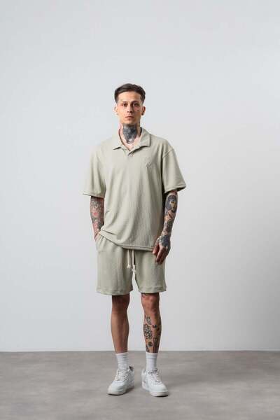 Respire Men's Relined Written Regular Fit T-Shirt Shorts Set Mint