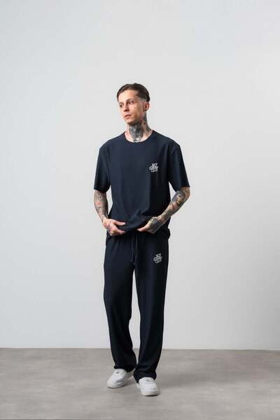 Respire Men's Not Today Written T-Shirt Pants Set Navy Blue
