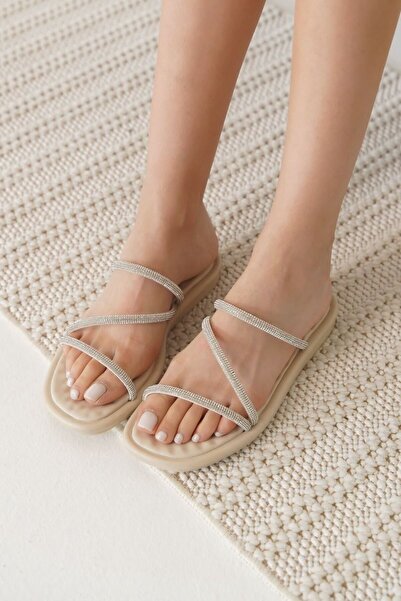 TRENDELLA Γυναικείες πέτρινες παντόφλες Alba Beige