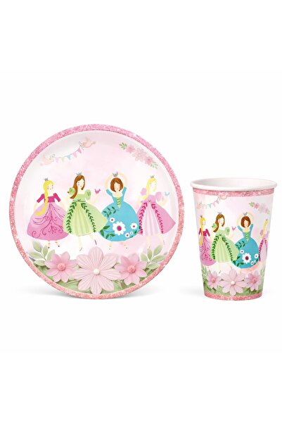 Big Party Πιάτα και ποτήρια από χαρτόνι με θέμα τις πριγκίπισσες για 8 άτομα