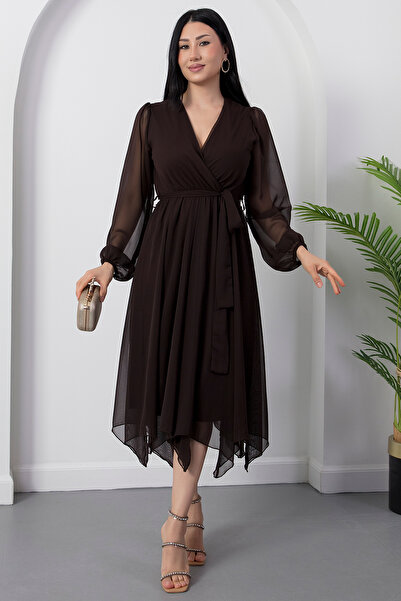 PULLIMM Φόρεμα από σιφόν με διπλό στρίφωμα και κομμένη φούστα DKS1418