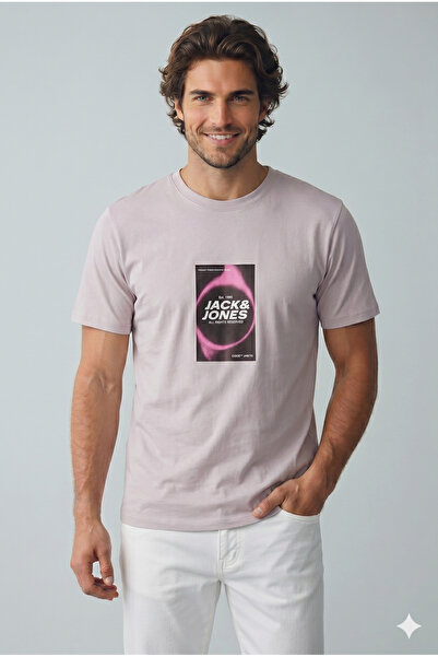 Jack & Jones Ανδρικό μπλουζάκι με λογότυπο μαρμάρινο λιλά