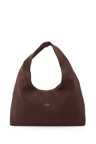 GÖNDERİ(R) Γυναικεία τσάντα χεριού και ώμου σε καφέ σουέντ