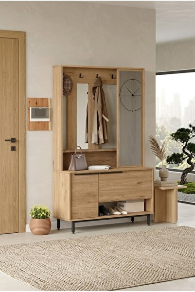 L'occi Concept Leena Aynalı Portmanto Vestiyer Ayakkabılık - Metal Ayaklı Mod...