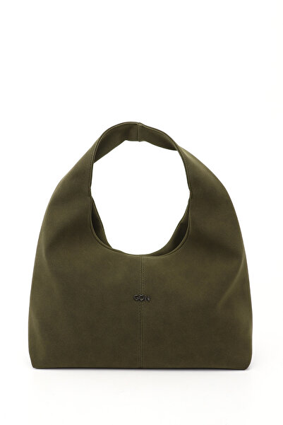 GÖNDERİ(R) Γυναικεία τσάντα χεριού και ώμου από χακί σουέντ