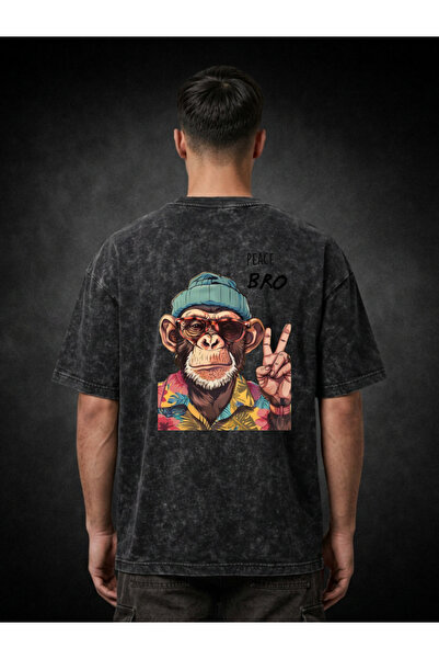 FREAK T-SHIRT Μαύρο Oversize Unisex T-Shirt με στάμπα, Vintage, που πλένεται