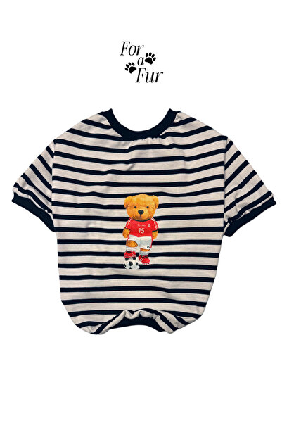 For a Fur Köpek Kıyafeti Köpek Tişörtü Siyah Beyaz Çizgili Teddy Baskılı Köpe...