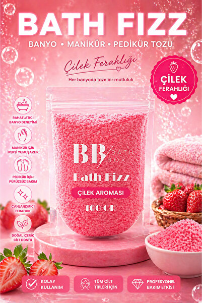bath box Çilek Kokulu Manikür, Pedikür, Banyo Tuzu, Köpüren Banyo Tozu, Ayak ...