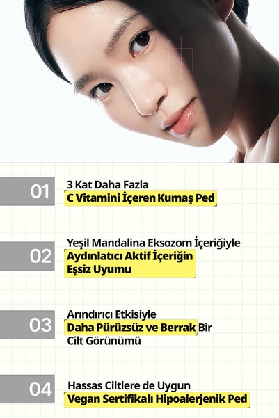 Goodal Yeşil Mandalina Özlü, Leke Karşıtı Tonik Ped GOODAL Green Tangerine Vita C Dark Spot Care Pad α 70Ad