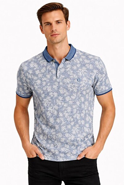 MODA GERACE Polo Yaka Slim Fit Desenli Pamuklu Polo Yaka Tişört