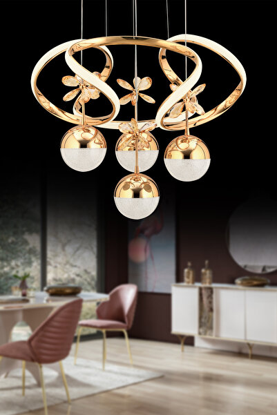 Luxira Aydınlatma Luxira Ronisa 4'lü Gold 3 Renk Ledli Sarkıt Modern Lüx Led ...