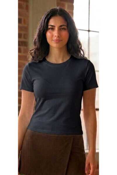 ZUM Μπλουζάκι με λαιμόκοψη Crew Neck, Μαύρο, Γυναικείο, Βαμβακερό, Κοντομάνικ...