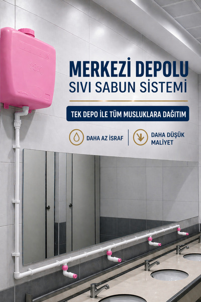 hilal kimya Σύστημα διανομής υγρού σαπουνιού 20 Lt με 4 βρύσες και κουμπιά, μ...