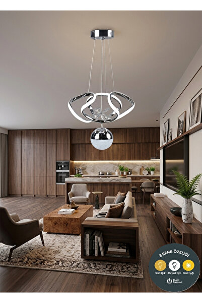 Lzy Avize Store Pegasus Krom Modern Sarkıt LED Avize 3 Renk | Salon, Mutfak v...