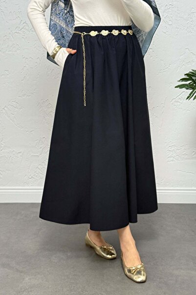 Salih Çelebi Φούστα Ποπλίνα με Τσέπες 0060 - ΣΚΟΥΡΟ ΜΠΛΕ