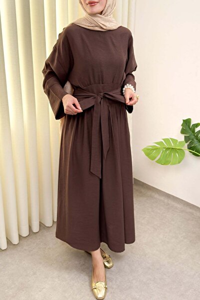 Salih Çelebi Μακρύ φόρεμα με δέσιμο στην ψηλή μέση 0048 - ΚΑΦΕ