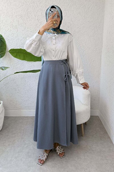 Salih Çelebi One Piece Cross Tie Skirt 2356 - ΓΚΡΙ