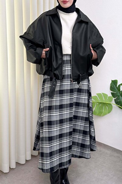 Salih Çelebi Μπουφάν Bomber από συνθετικό δέρμα με λεπτομέρεια ζώνης 2017 - Μ...