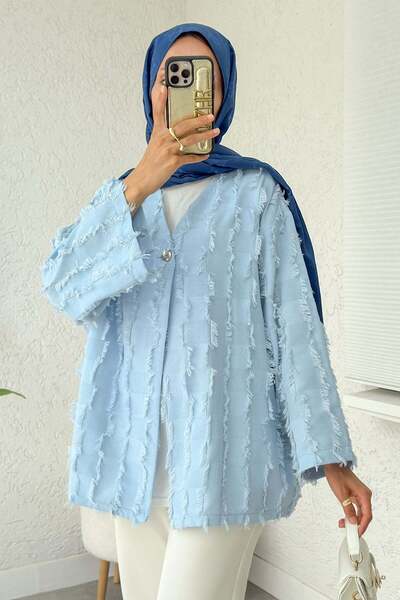 Salih Çelebi Kare Püsküllü Kimono 2376 - BEBE MAVİSİ