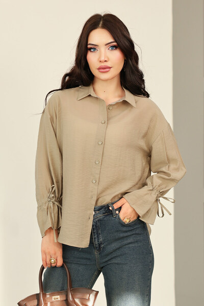 Salih Çelebi Cămașă cu mâneci strânse 0069 - KHAKI