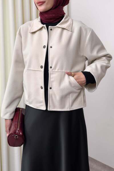 Salih Çelebi Μπουφάν με τσέπες καγκουρό 0034 - ΕΚΡΟΥ