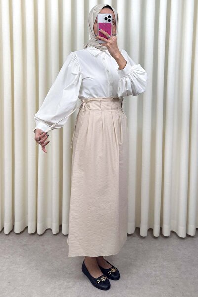 Salih Çelebi Ρυθμιζόμενη φούστα με πλαϊνό δέσιμο 0051 - ΜΠΕΖ