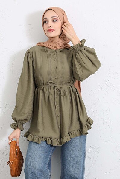 Salih Çelebi Πουκάμισο με ραβδώσεις στο γιακά Y0109 - ΧΑΚΙ