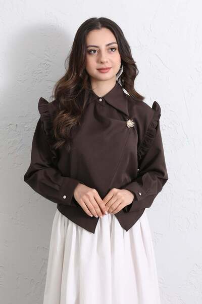 Salih Çelebi Μπλούζα Cross Cut Με βολάν Y0070 - ΚΑΦΕ