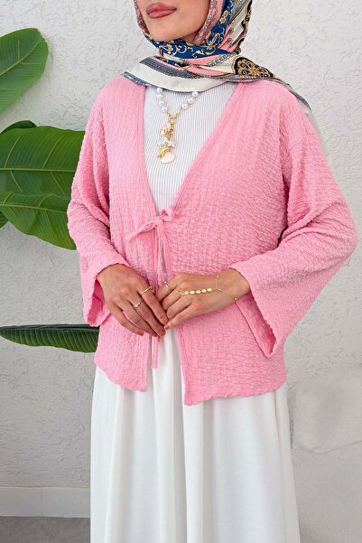 Salih Çelebi Bürümcük Kimono 2360 - PEMBE