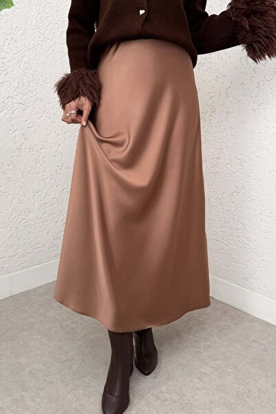 Salih Çelebi Σατέν φούστα σε γραμμή Α 0031 - CAMEL