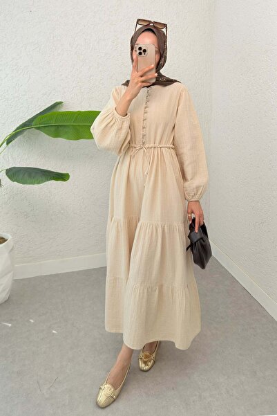 Salih Çelebi Φόρεμα με λεπτομέρεια με κουμπί Birit 2237 - ΜΠΕζ