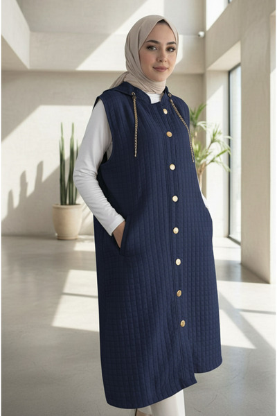 lavrisa Women's Hooded Long Quilted Vest - Lvr004