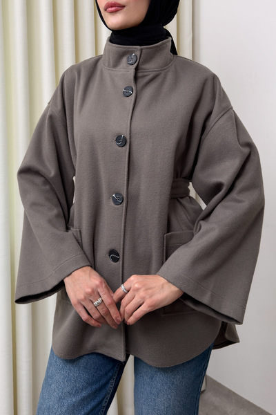 Salih Çelebi Hakim Yaka Kaşe Μπουφάν 0035 - ΣΚΟΥΡΟ ΒΙΖΟΝ