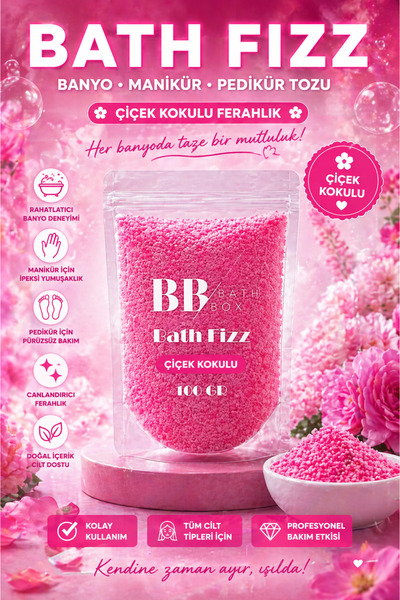 bath box Çiçek Esanslı Köpüren Spa Tuzu – Manikür, Pedikür Ve Banyo Için 100 gr